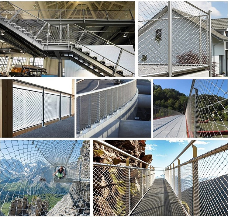 SS304 316 Stainless Steel Welded Wire Mesh Safety Flexible Ferrule Cable Wire Rope Net