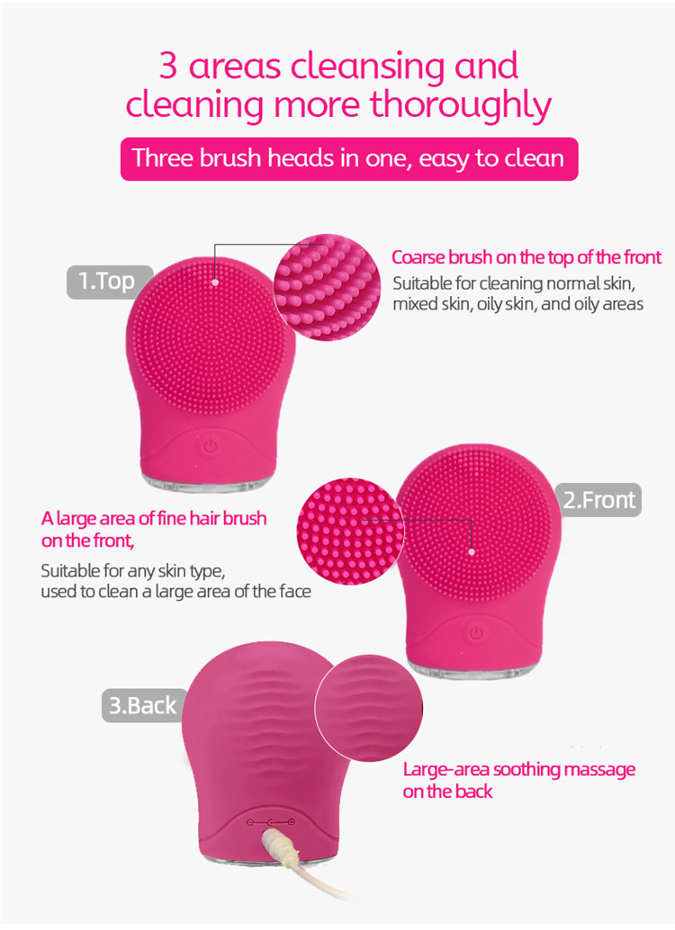 Customize Electric Silicone Facial Cleansing Brush Face Vibrating Massager Deep Cleaning Brush