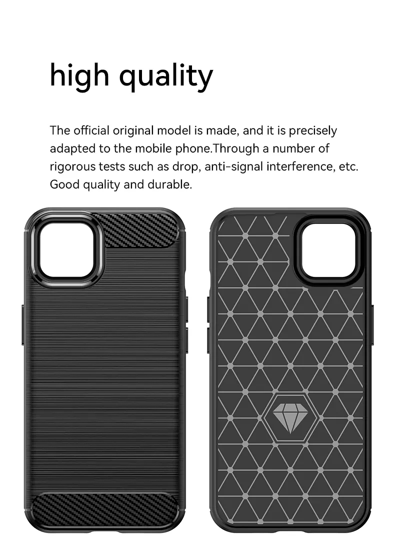 Shockproof Thin Carbon Fiber Soft TPU Silicone Mobile Phone Case for iPhone 13 14 Pro Max