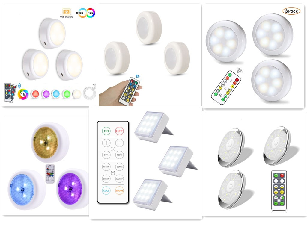RoHS 4000k Dia65mm*25mm Remote Control Under Cabinet Light