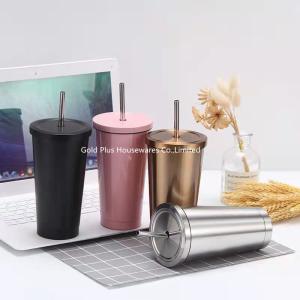  Reusable stainless steel vacuum insulated coffee cup with lids and straws water eco friendly bottle metal coffee tumbler Manufactures
