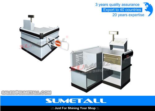Multi Funtion Retail Store Cash Counter Reception Desk With Stainless Steel
