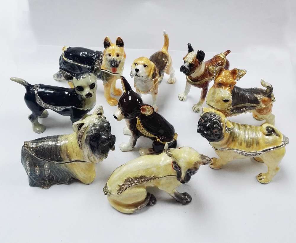 China manufacture animal jewelry boxes cute labrador dog metal alloy trinket jewelry box