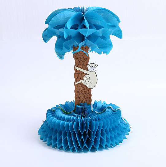 Creative Paper Foliage Monkey on Tree Decoration, Handmade Traditional Paper Carving, Hawaiian Coconut Tree Paper Cellul