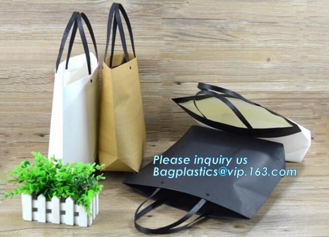 Flower carrier bag with different color customized pot plants kraft paper bag with handle,stamping logo fancy paper flow