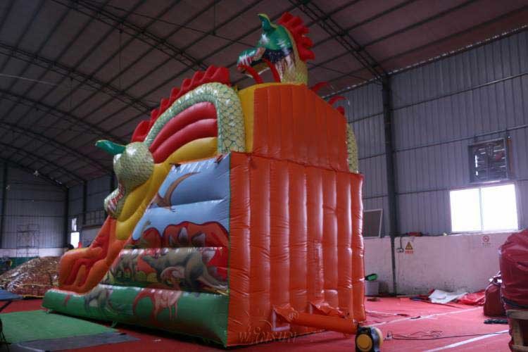 Red Dragon Pattern Big Inflatable Slide Customized Size CE Standard