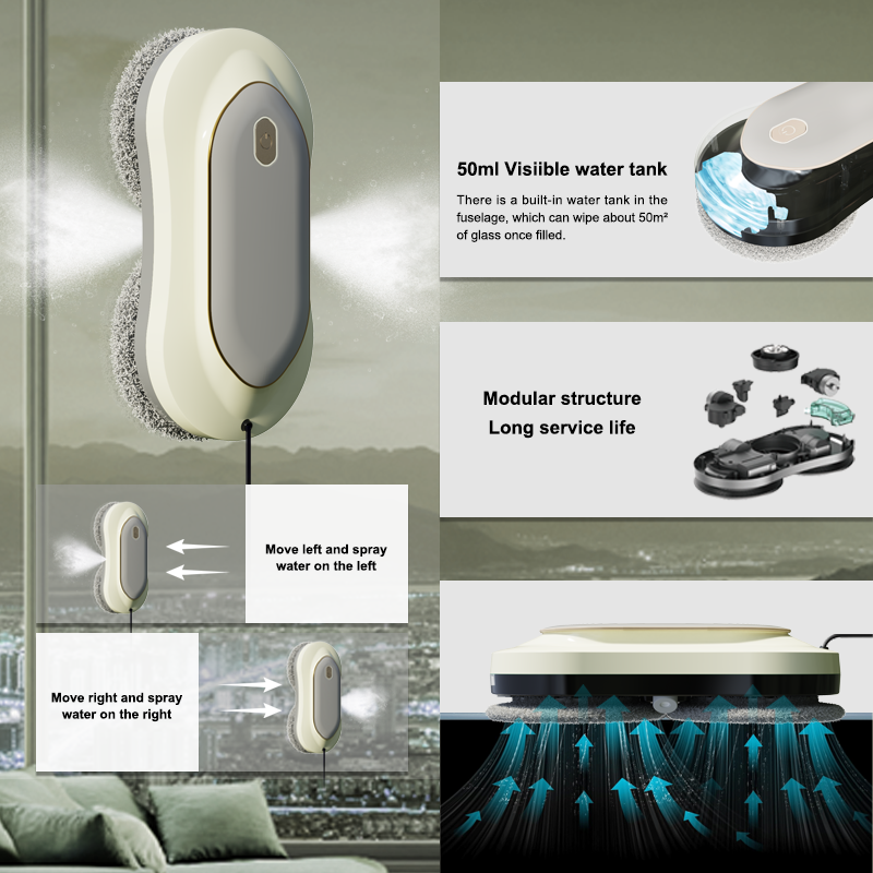 Huidi Smart Automatic Water Spray Window Cleaning Robot Vacuum Auto Glass Window Cleaner