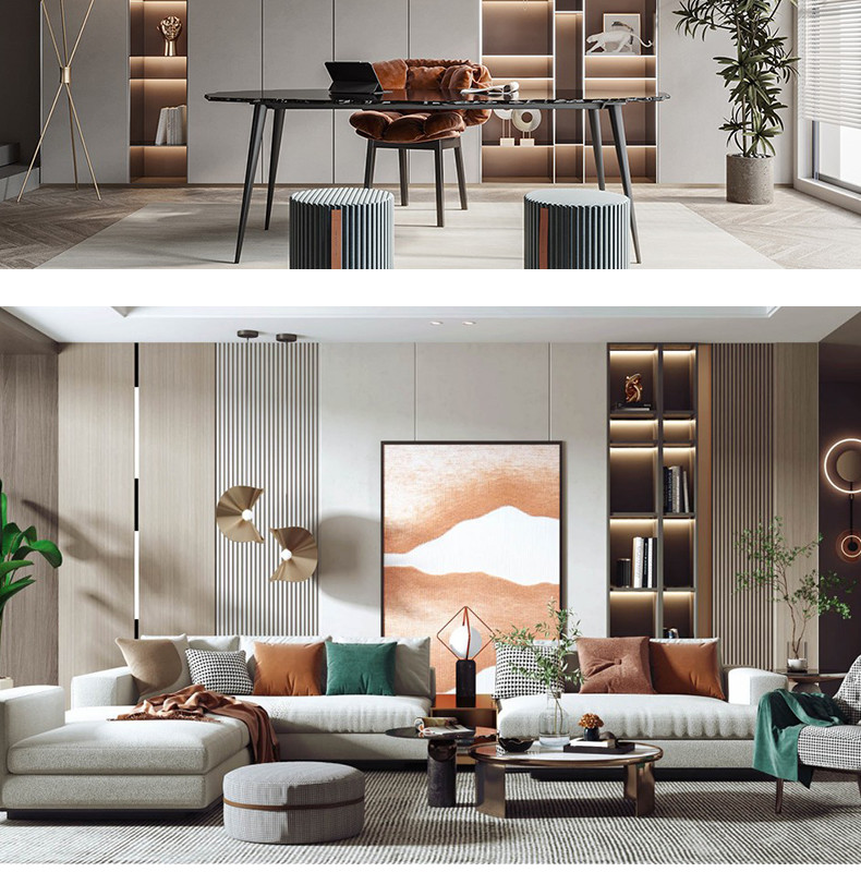 Modern Light Luxury Waterproof Wood Grain PVC bamboo charcoal Wood Veneer Wall Panels