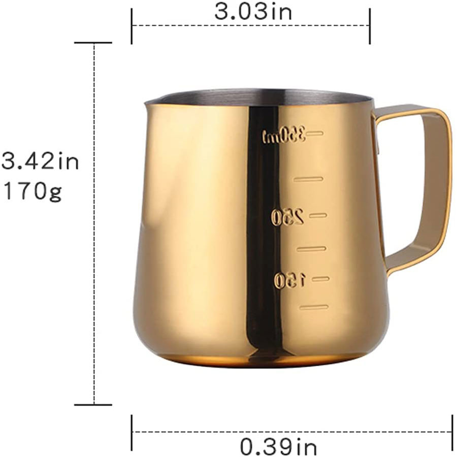 Gold Stainless Steel Essential Barista Tools Coffee Picher 350ml /12oz