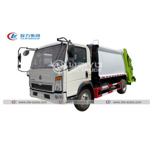 HOWO Cummins Diesel Engine Waste Compaction Truck 8m3 Self Loading Unloading