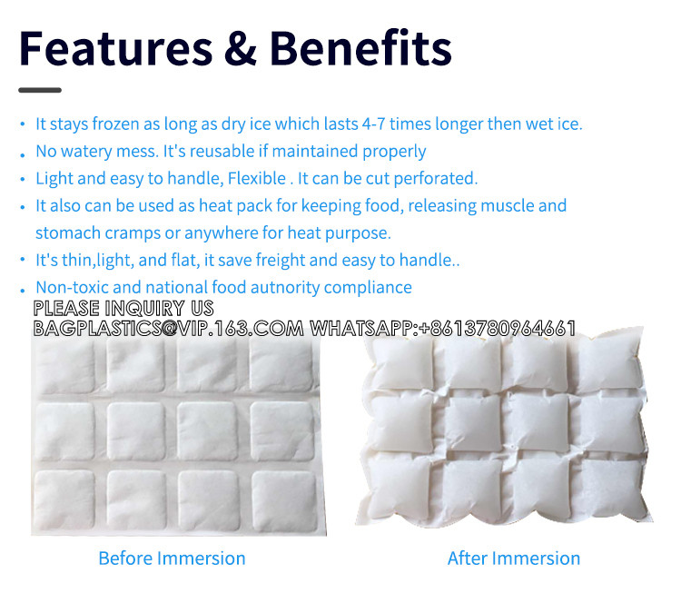 Ice Pack Sheet Absorption Water Fabric Reusable Freezer Dry Ice Cold Packs Gel Packs For Fresh Food Delivery