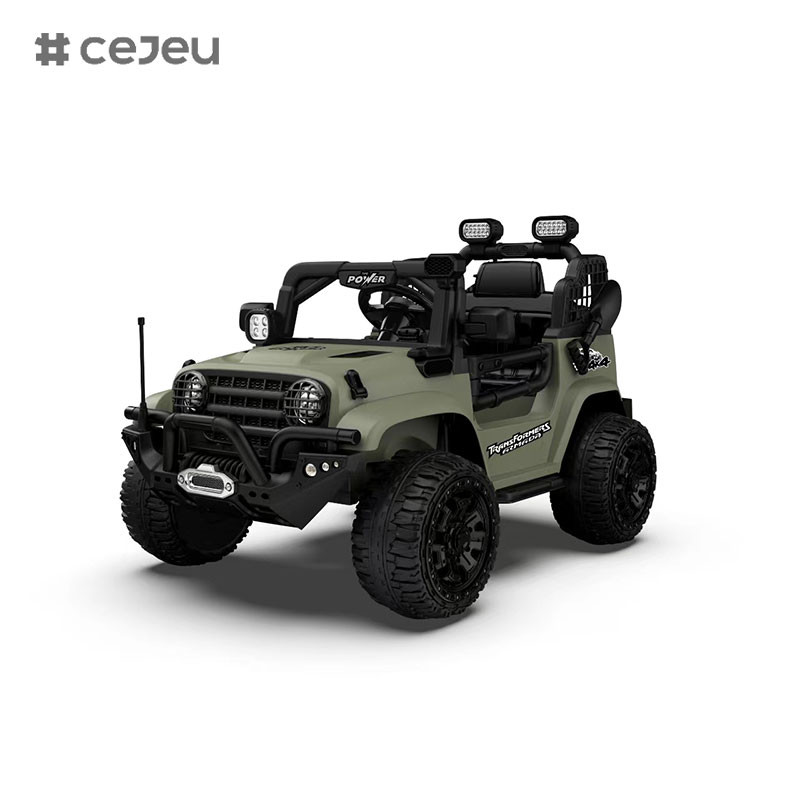 CJ-5399 12V 2 Seater Kids Ride on UTV Car, 4.5AH Electric Vehicle Truck Car with 2x550W Motor，Black/Dark green/Orange