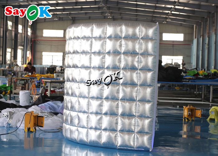 Professional Photo Studio Silver Led Light Backdrop Inflatable Photo Booth Wall 3x1.5x2.3mH For Wedding Party