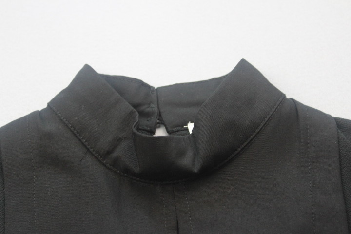Black Color Long Sleeve Chiffon Shirt / Round Neck Blouse Cotton Material