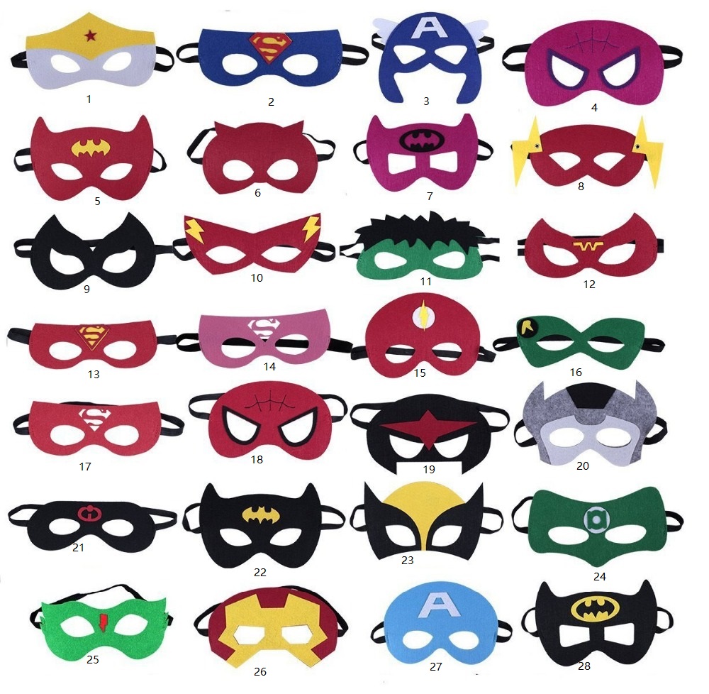 Custom Felt Superhero Party Masks For Children Aged 3+