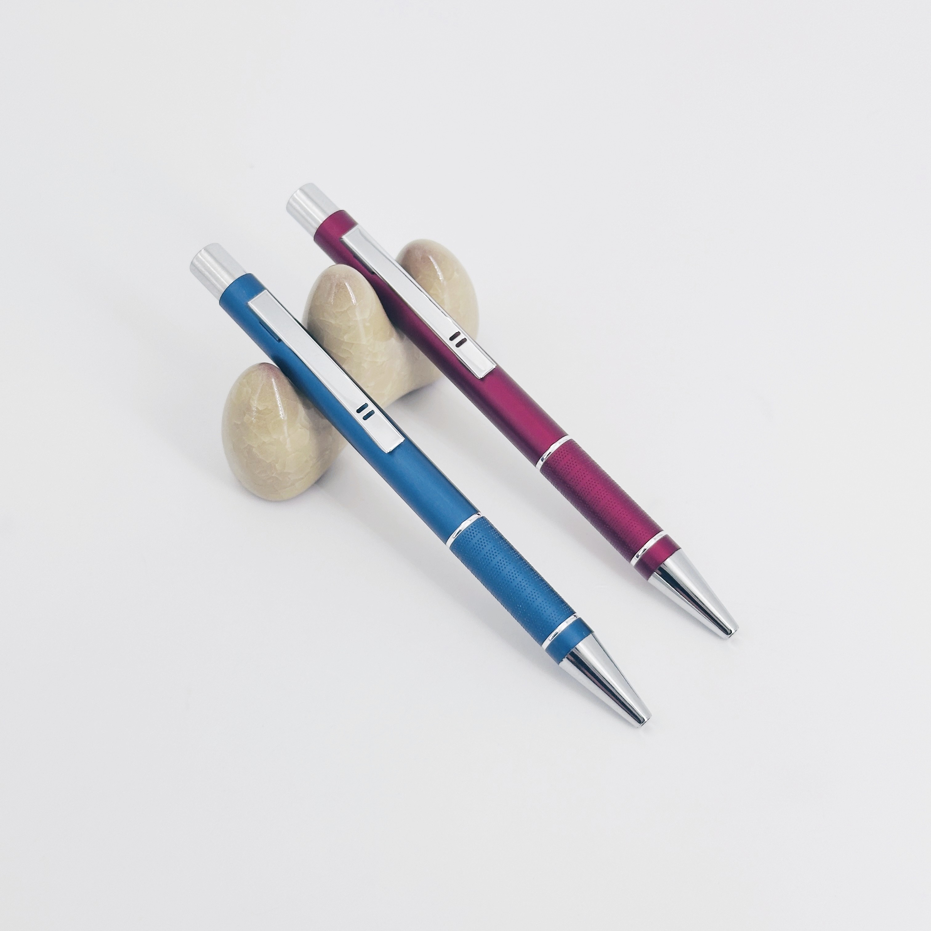 Aluminum Barrel Press Metal Ball Pen 1.0mm Matt Aluminum Ballpoint Pen Non-slip Grip