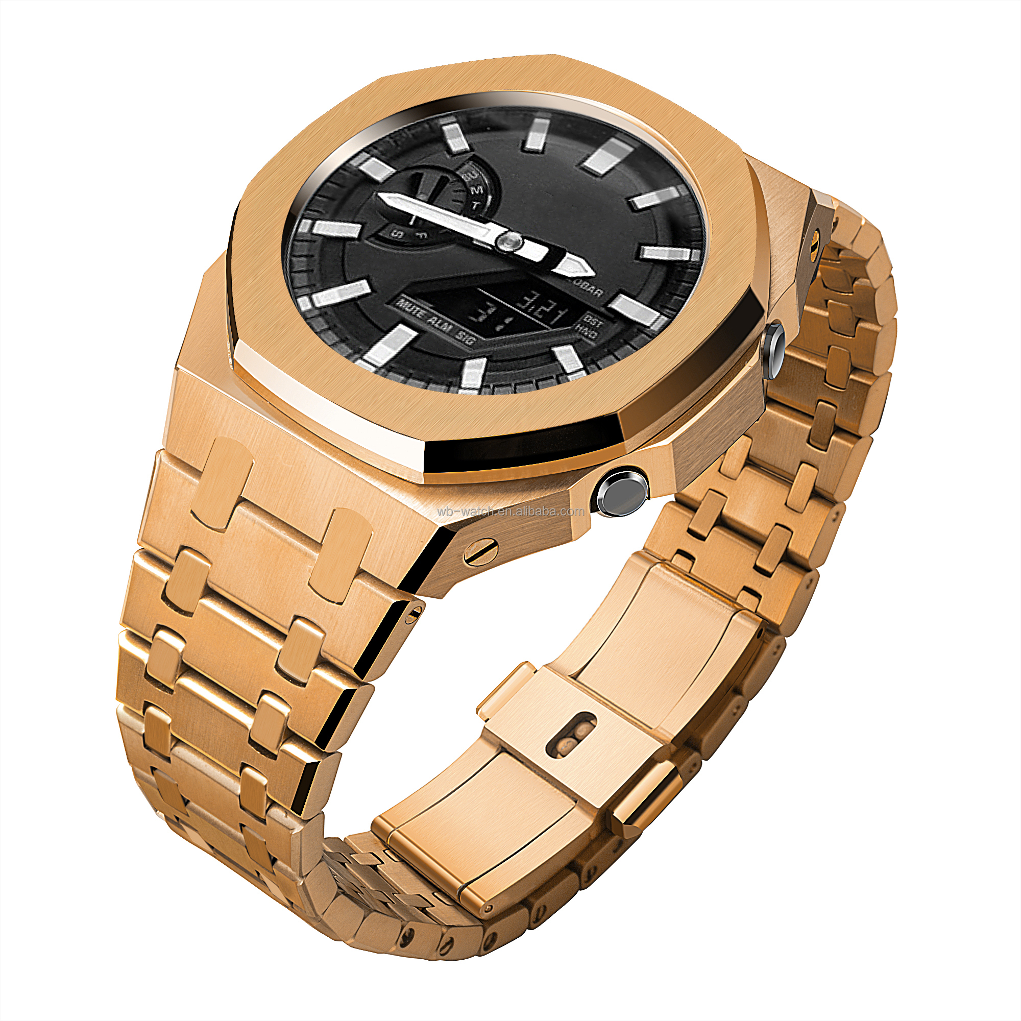 GA2100 Rubber Strap Metal Bezel Parts Accessories Watch Mod Kit Stainless Steel Case for Casio GA2100 G Shock