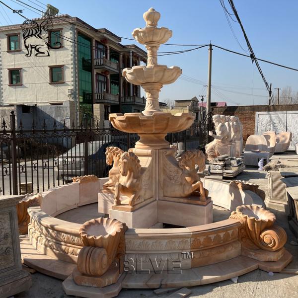 BLVE Natural Stone Garden Horse Fountains Modern Marble Water Fountain Hand