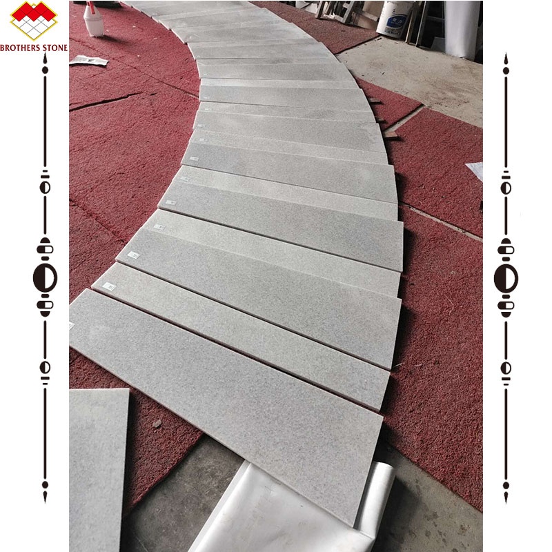 Apartment Indoor White Crystal Marble Arc Staircase with Customized Tread and Riser