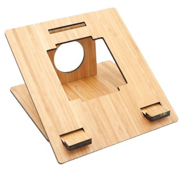 Amazon Creative Wooden Laptop Stand, Foldable Adjustable Computer Wooden MacBook