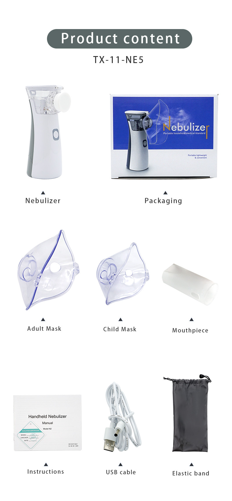 Li Battery Operated Portable Mesh Nebulizer For Travel Waterproof