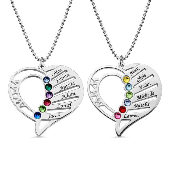 S925 Sterling Silver Love Personalized Custom Name Letter Mother'S Birthstones
