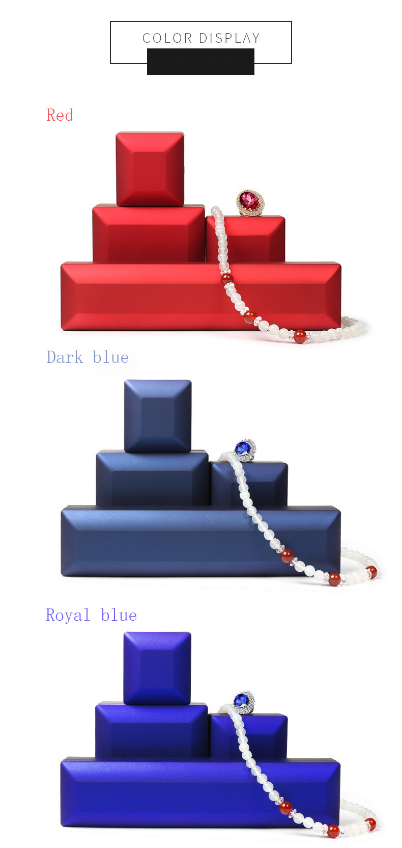 White Piano Finish LED Jewelry Ring Packaging Box Lighted
