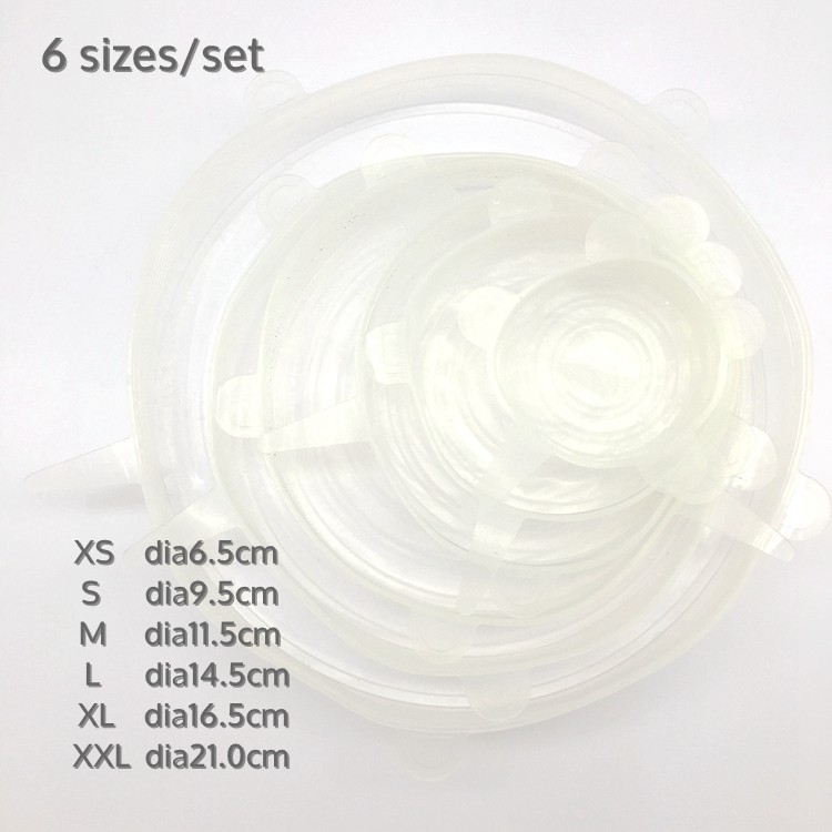6 Pack Food Storage Covers Fancy Reusable Certificate Food Grade Silicone Lid Safe Healthy Fresh Cover for Container