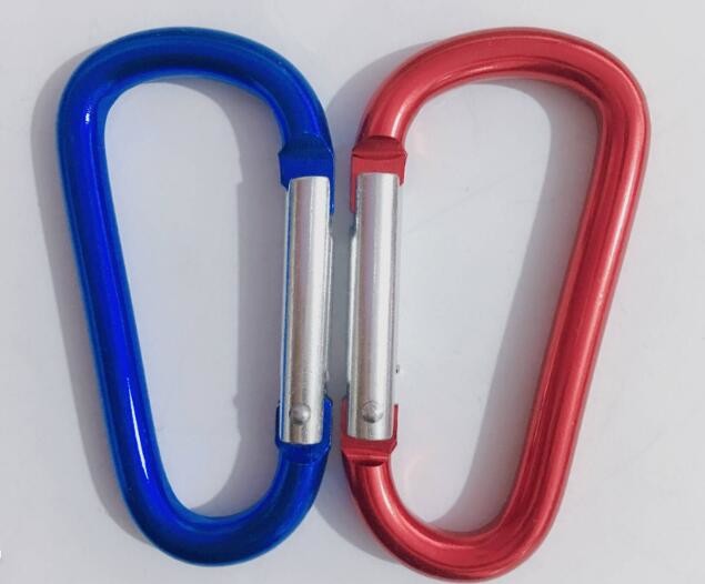 D Shaped 80x8mm Assorted Color Aluminum Snap Hook Aluminum Carabiner