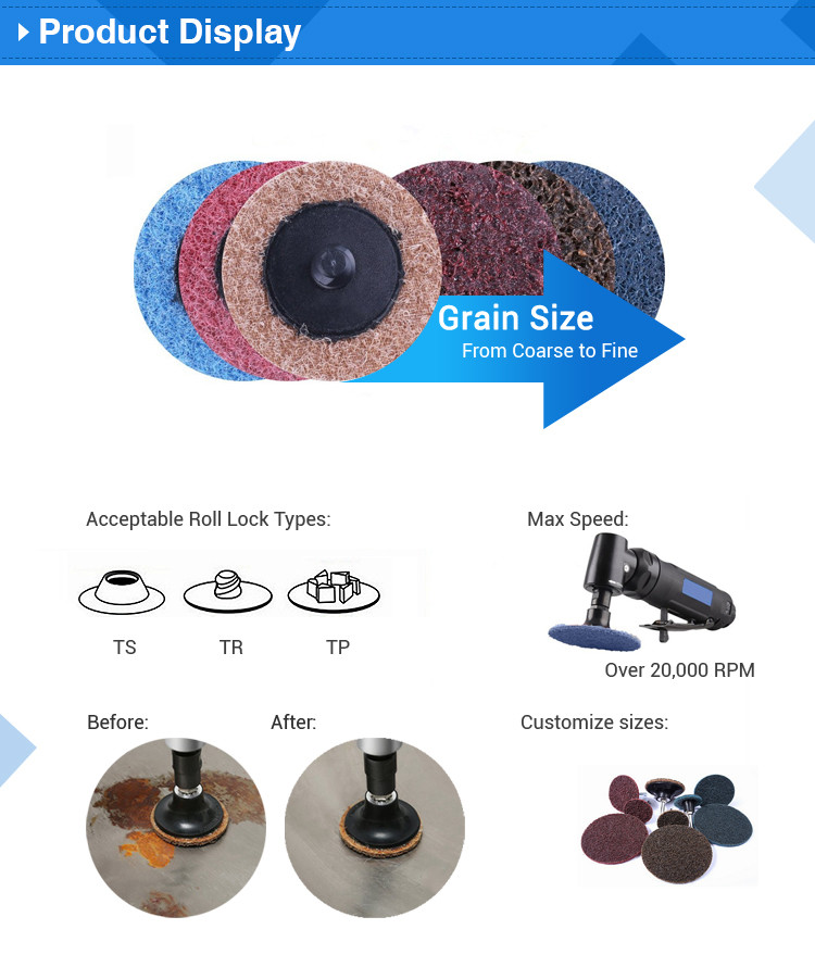 25mm 50mm 75mm Type R Sanding Dis 40 Grit Sanding Disc Non Woven
