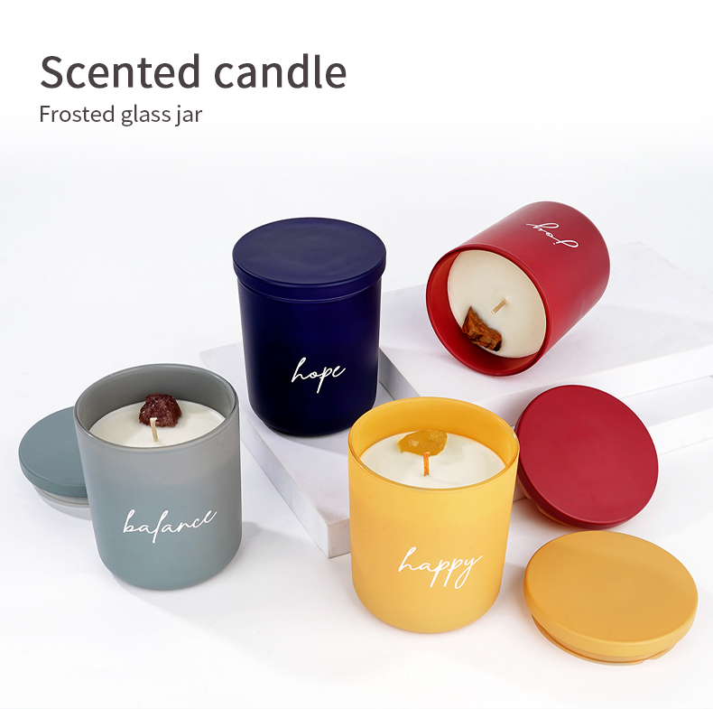Glass Jar Scented Candle High Scented Candle Burning Time 45 Hours Crystal Scented Candles with Glass Lid 10oz