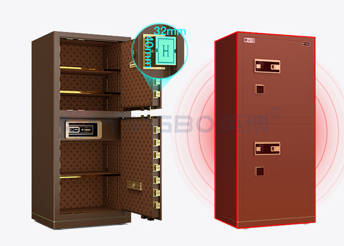 120kg Patented Bolts Dual Alarm Biometric Safe Box Fingerprint Lock YB/N7-150D Coffee