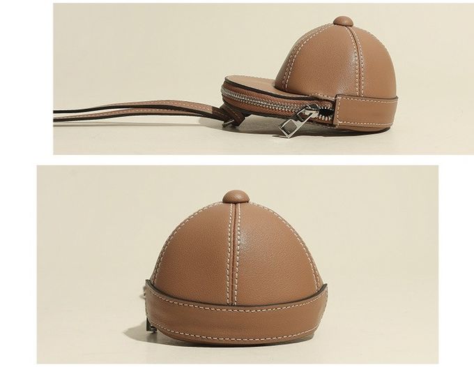 Shoulder Bag Brown Real Leather Hat Shape Crossbody Bags for Women