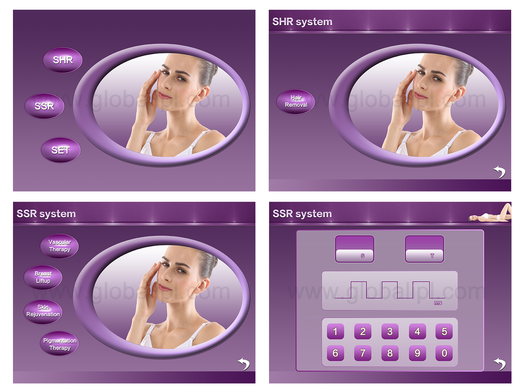 Hair Removal SHR IPL Machine 10.4" Color Touch Screen Display With Three Handpieces