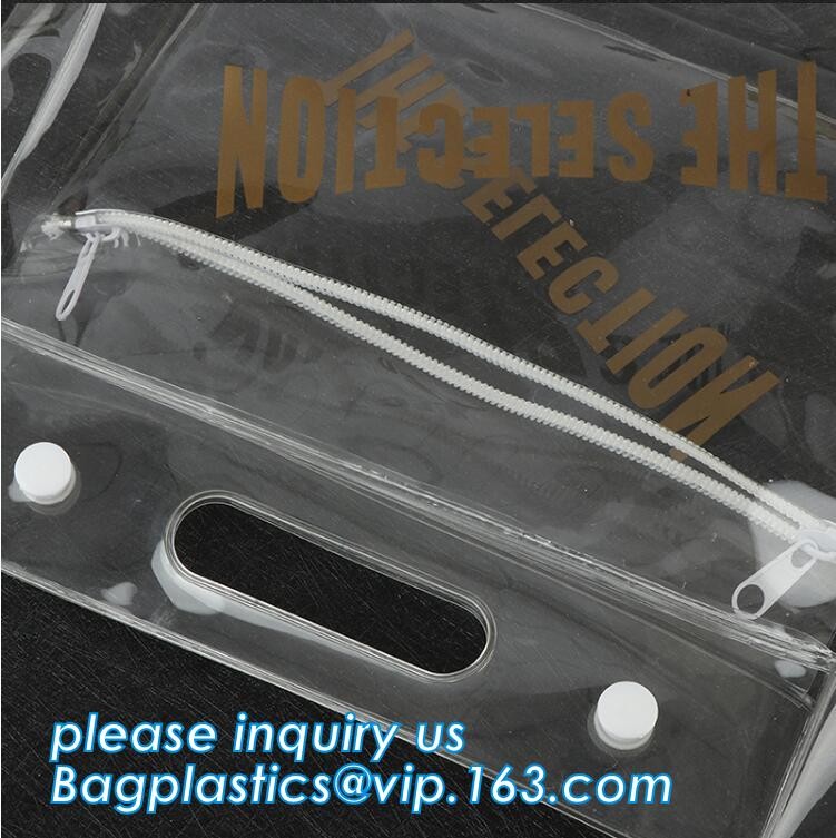 Plastic Bag OEM Custom PVC Loop Handle Image Printed Plastic Shopping Bag,Promotional Clear Waterproof Plastic Cosmetic