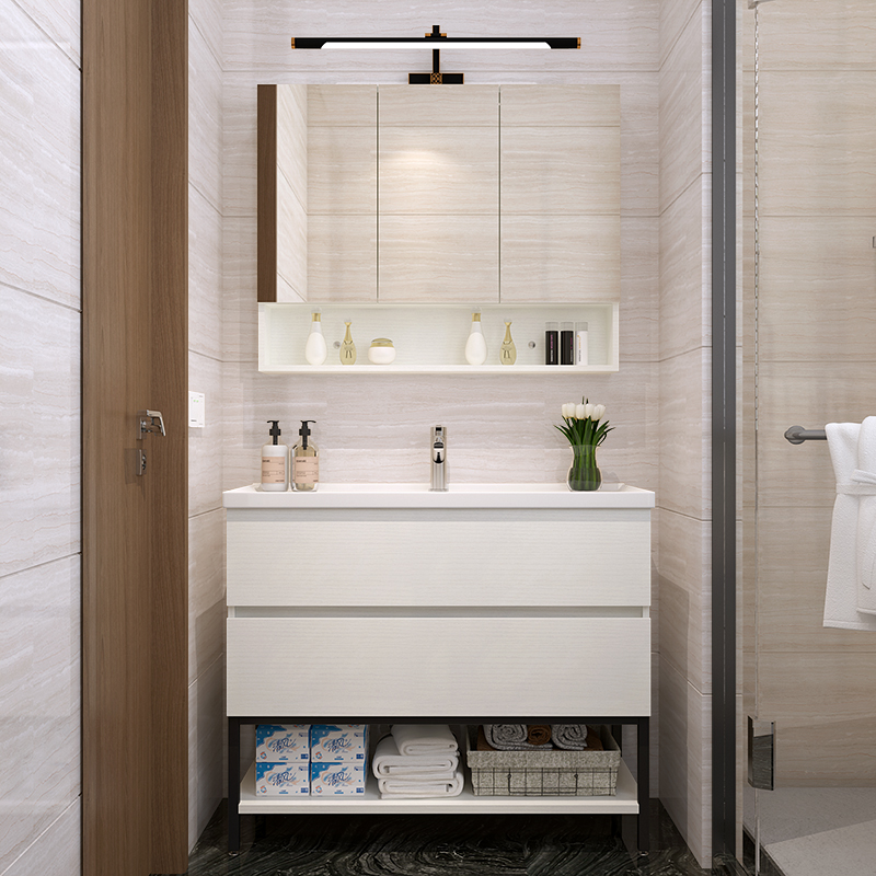 Mirrored Cabinets Euro Style MR-MDF Particleboard Material Custom Hotel Bathroom Vanity