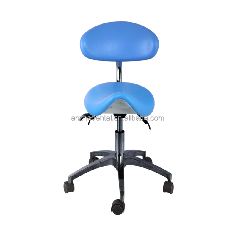 5 Universal Wheels Dentist Stool Green Color Metal Base Dentist Saddle Chair