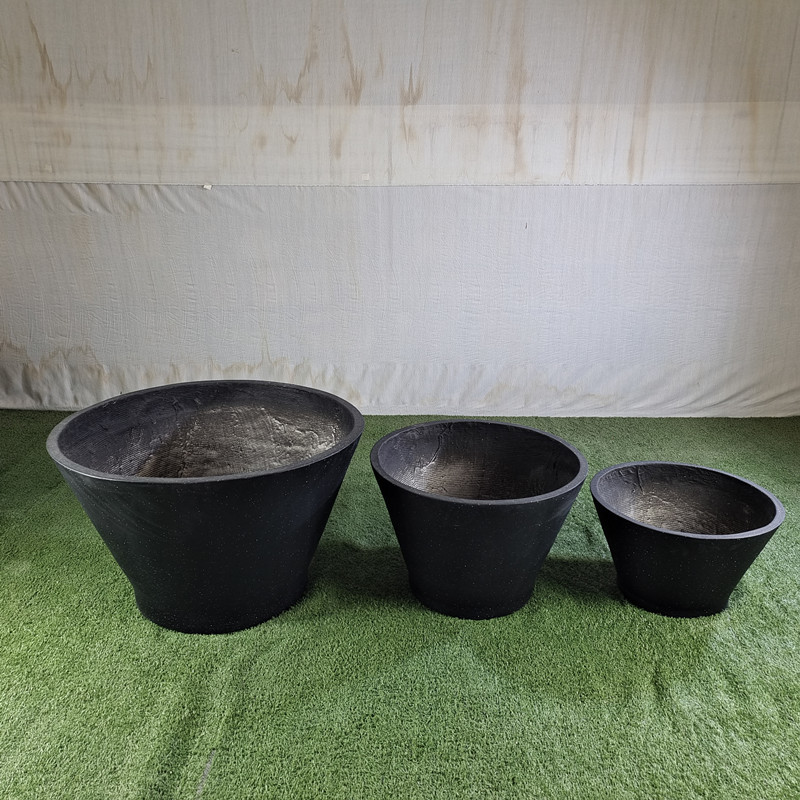 Wholesale Popular Fiber Clay Planter Texture Surface White Round Flower Pots For Decoration