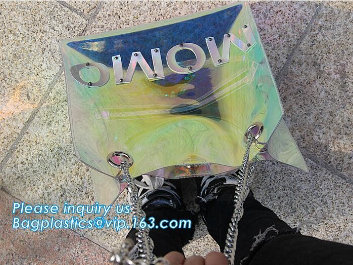 luxury handbag women chain shoulder bag clear PVC plastic tote bag, Tote Bag Clear Shoulder PVC Bag with Zipper, pac, ba
