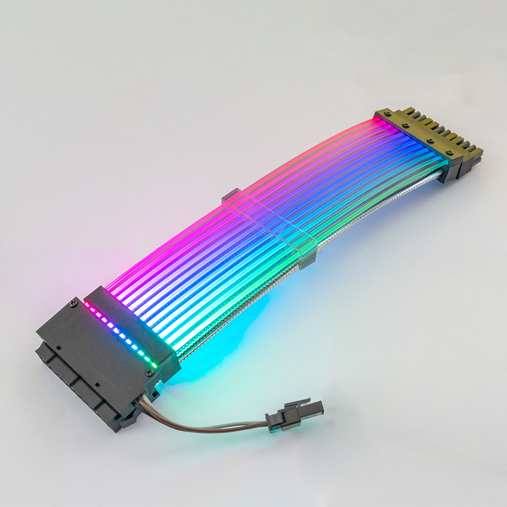 24 Pin ATX RGB Sleeved Cable Software Synchronization ARGB decorative Extension cord Cable Kit 5V 3Pin Synchronous single head