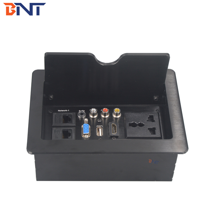Aluminum furniture power data table mounted socket with slip cover