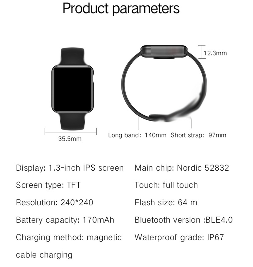 P10 smaRT watch 1.3" OLED 240*240 Sport Fitness WatchCase Clock Bluetooth Android Gel Camera Smart Bracelet