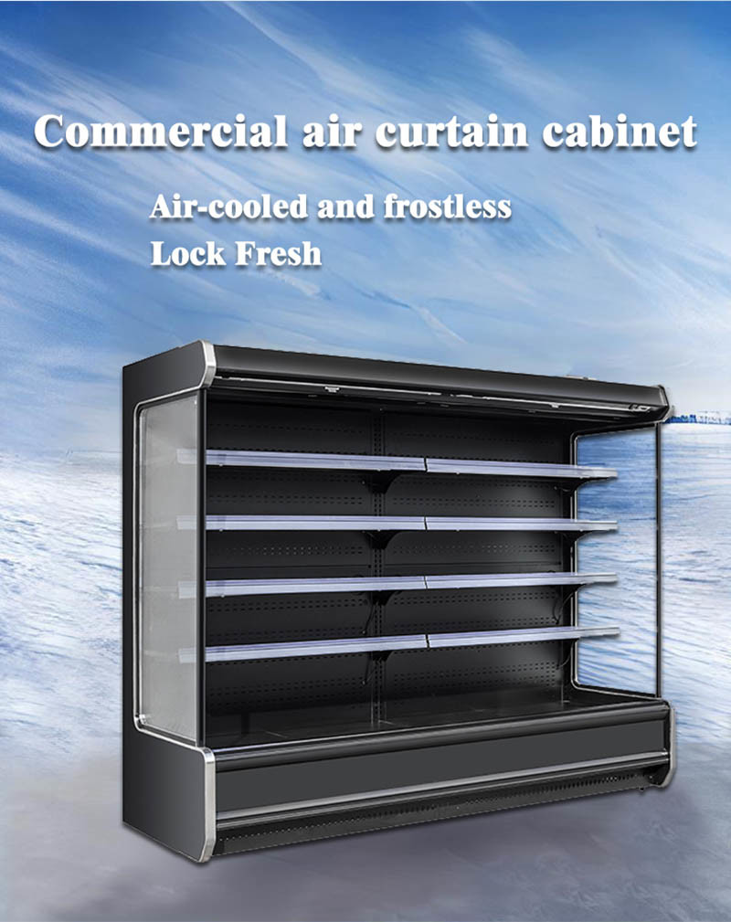 Fruit Supermarket Display Cases Air Curtain Open Chiller Showcase Cabinet 719L