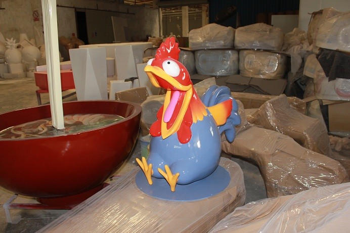 outdoor mascot rooster statue by fiberglass in garden/ plaza/ shopping mall for attraction