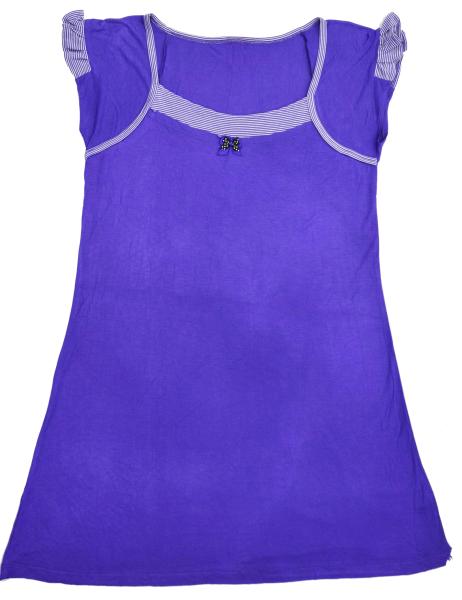 Violet Puff Sleeve Ladies Viscose Pyjamas / Viscose Sleepwear Gathers Contrast
