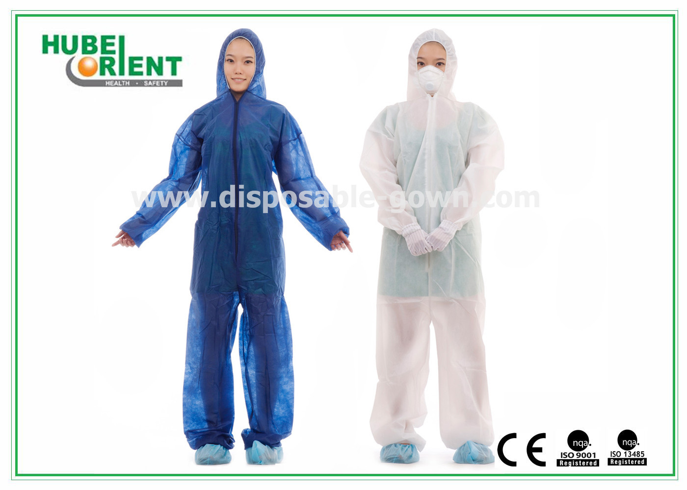 Disposable Type 5 PP Nonwoven Protective Coveralls With Hood