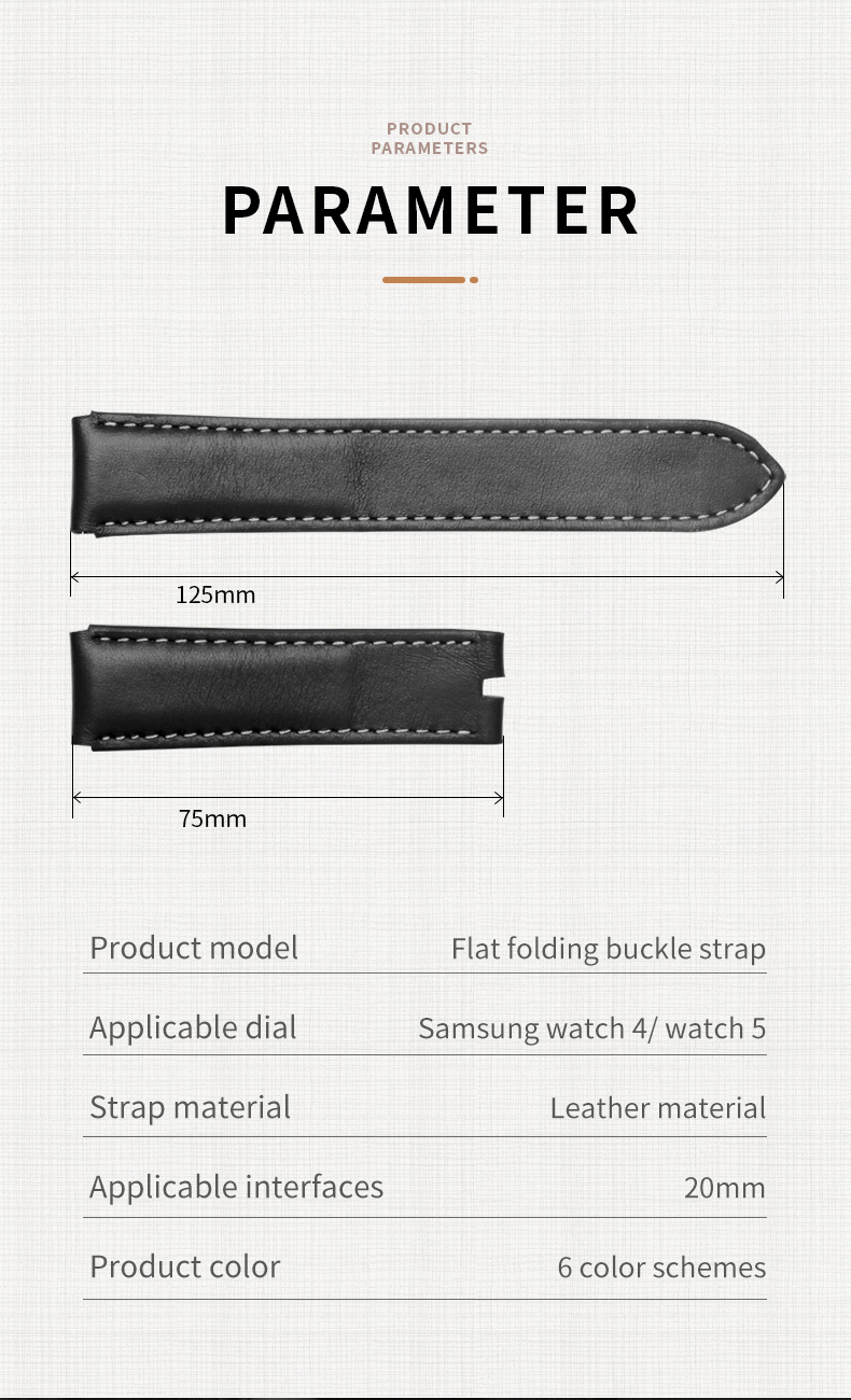20mm Luxury Leather Watch Band for SamSung GaLaxy Watch 5 100% Professional QC Passed