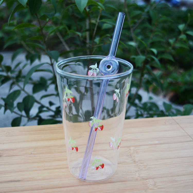 Environmental Glass Straw Heat Resistant Color Lip Protector Glass Juice Drink Low Carbon Life Glass Straw