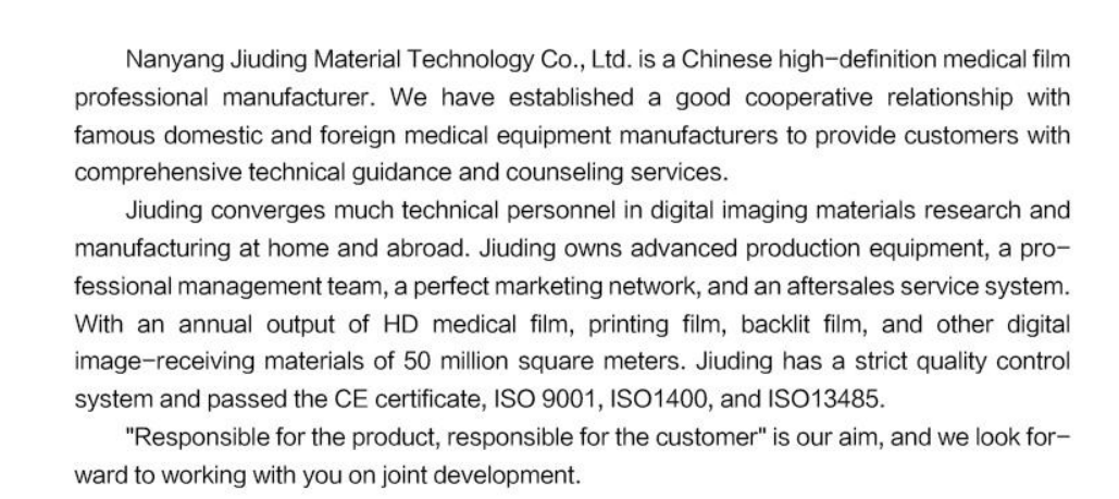 High Grade Roll Blue Laser Printing Medical X Ray Imaging Film