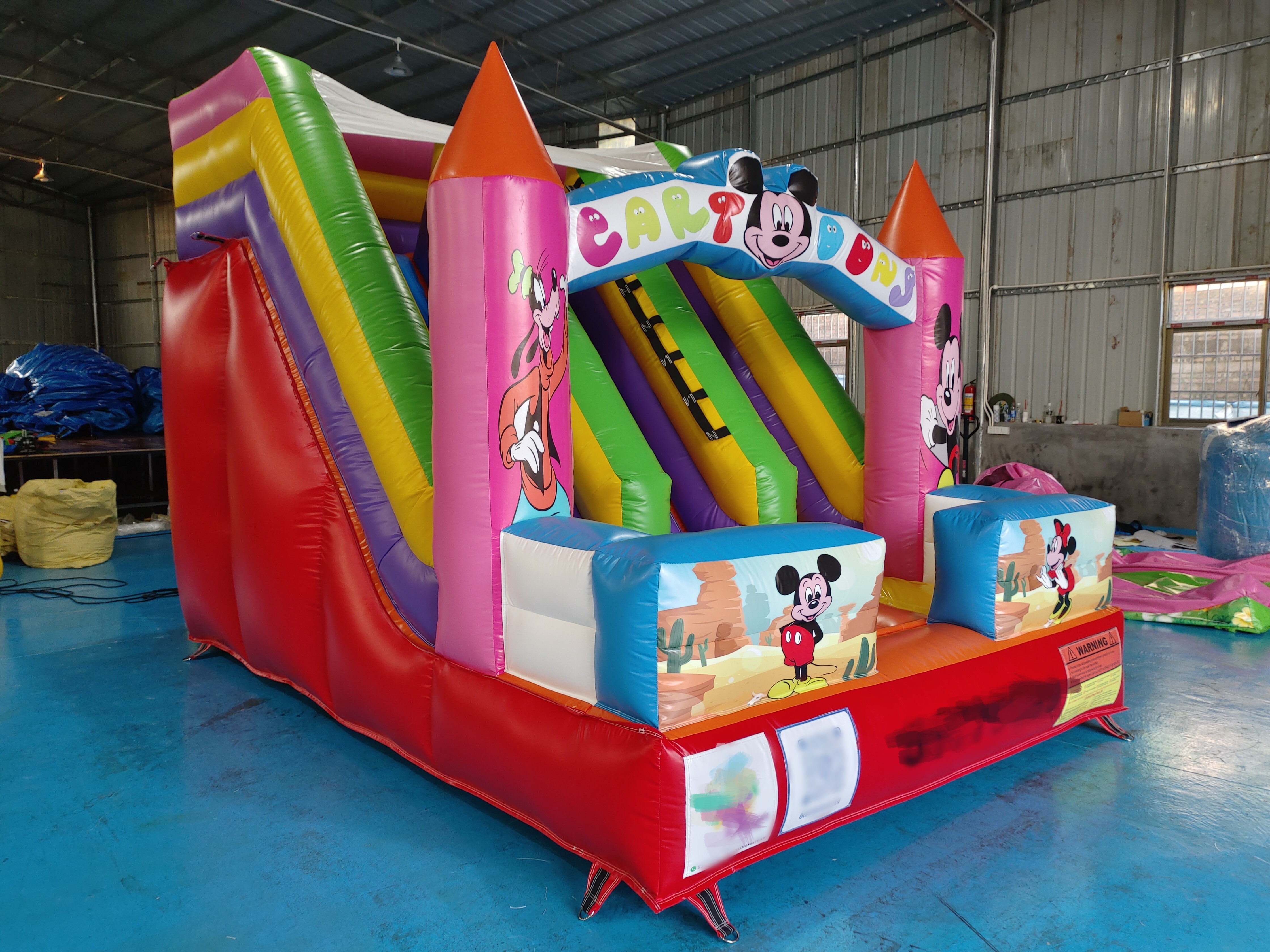 Commercial Digital Printing Inflatable Dry Slide Mickey Mouse Cartoon Inflatable Castle For Outdoor For Kids